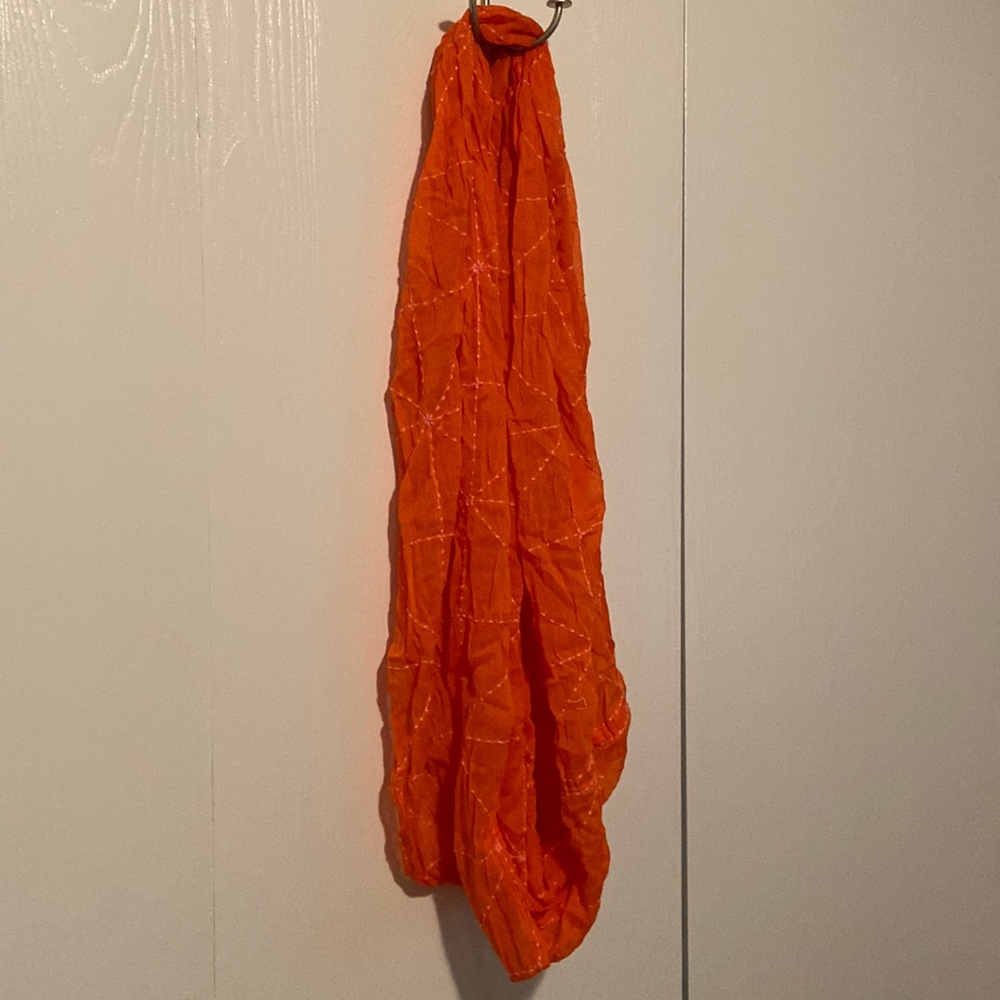 Orange with pink stitching infinity scarf
